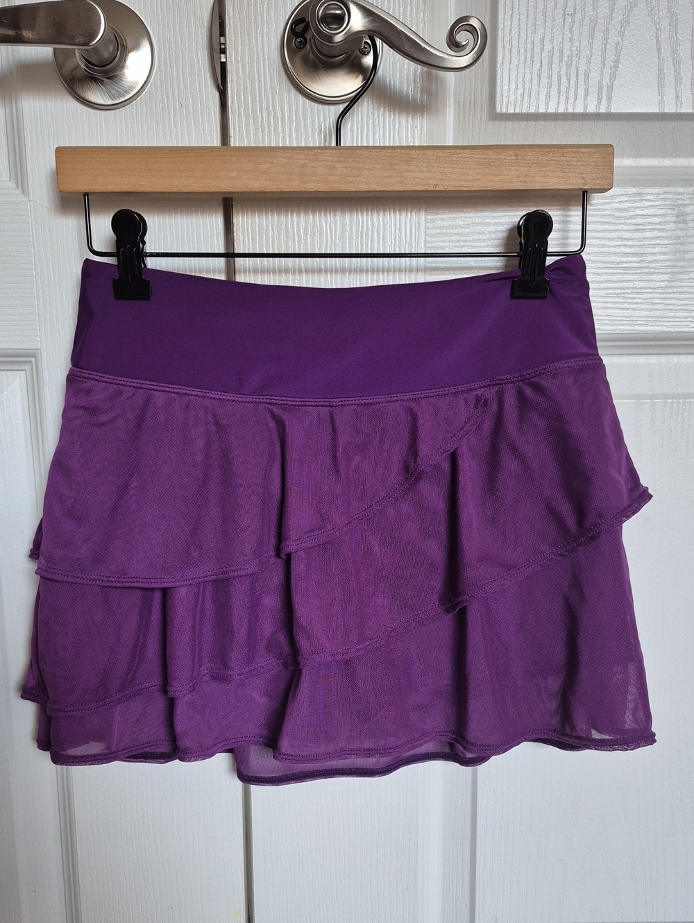 Old Navy Purple Tiered Ruffle Mini Skirt - With Built-Shorts